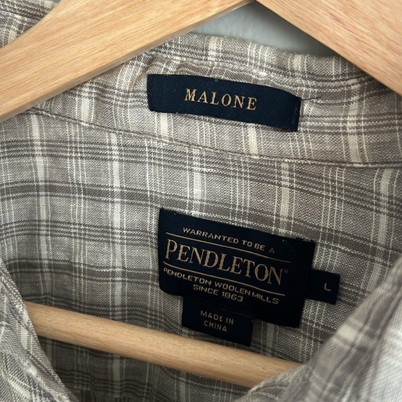 PENDLETON MENS MALONE LINEN SHORT SLEEVE BUTTON UP SHIRT SIZE LARGE - Picture 7 of 7